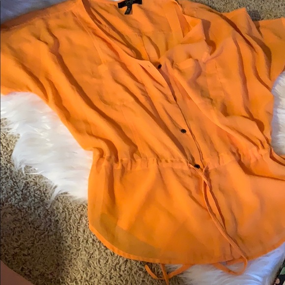 Jessica Simpson Tops - Sheer Orange Button Up Blouse by Jessica Simpson Jessica Simpson Tops - Sheer Orange Button Up Blouse by Jessica Simpson